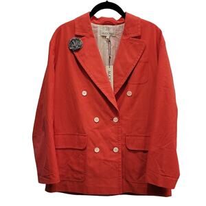NWT Alex Mill Double Breasted Oxford Blazer in Tomato Red, S